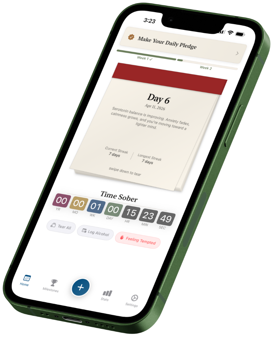Tear Away app showing the daily calendar card